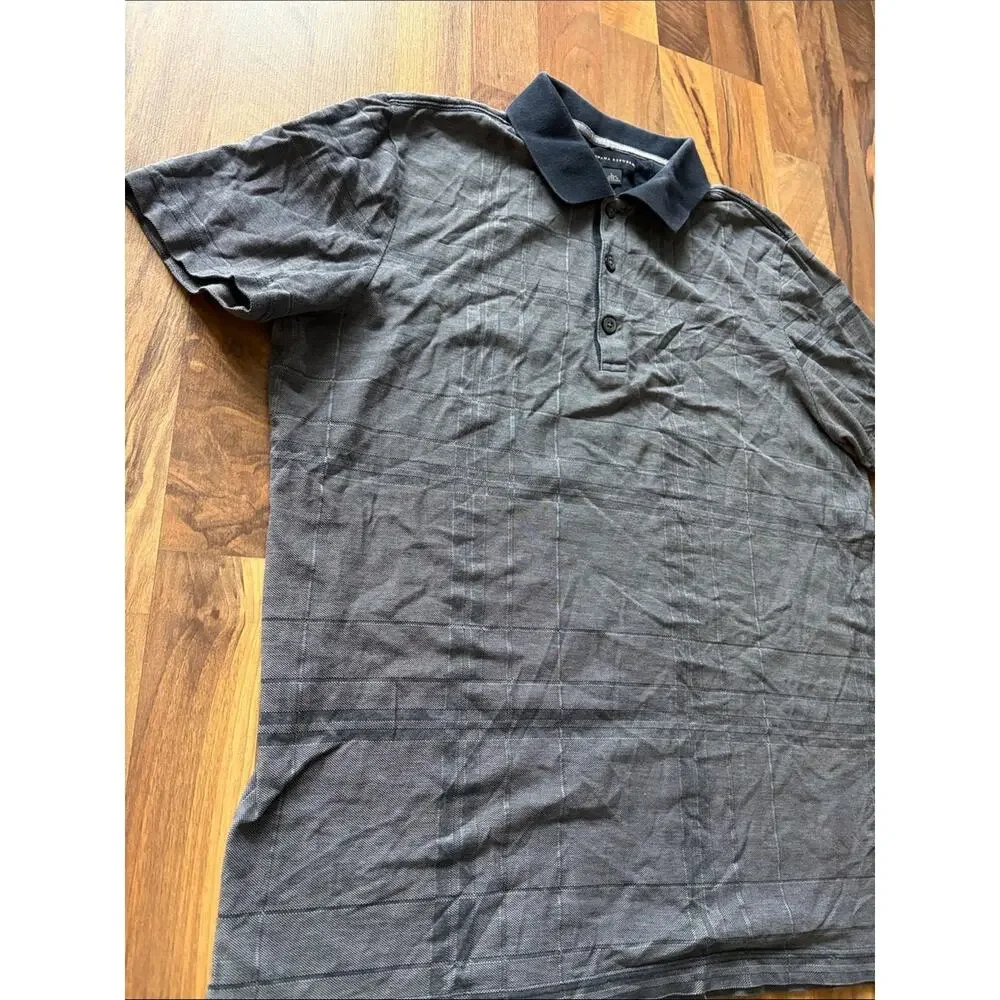 Banana Republic Men's Charcoal Polo with Black Collar Size L